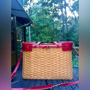 LONGABERGER CAREER CASE RED LEATHER / BASKET
